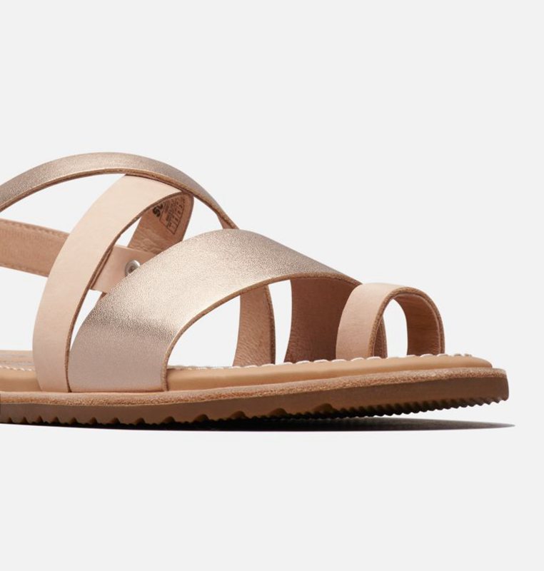 Sorel Dam Sandaler Beige/Brun - Ella™ Criss Cross Flat - JRN-138760